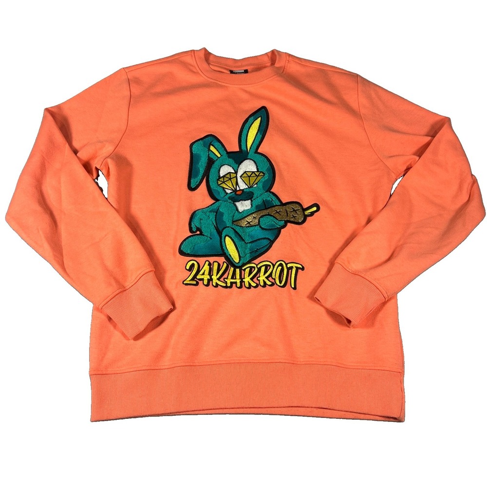Genuine 24 Karrot Bunny Coral Crewneck Sweatshirt Mens Large Graphic Fleece
